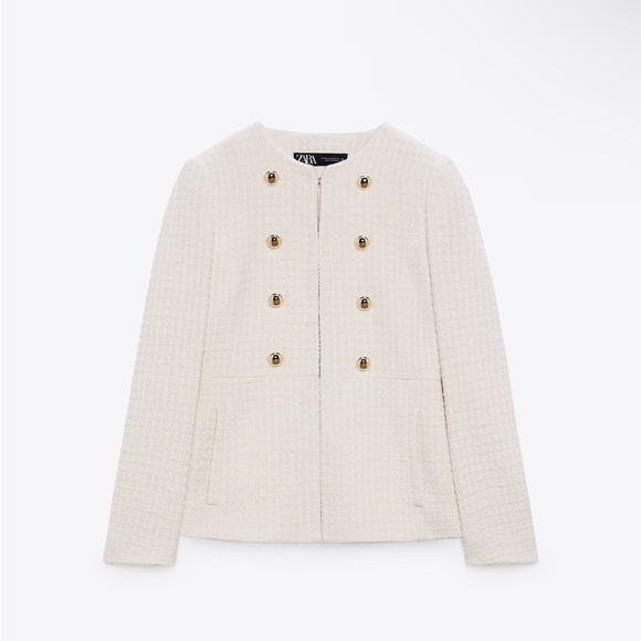 Zara Crème / White Textured Blazer - Picture 1 of 7
